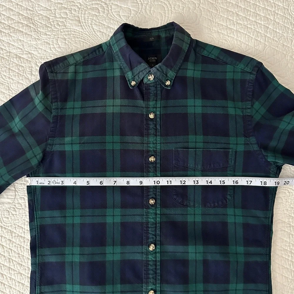 J. Crew Men's Black Watch Tartan Plaid Slim Fit Oxford Shirt Button Down S